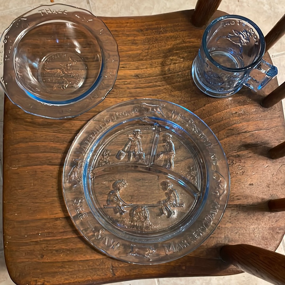 Vintage, glass Nursery Rhymes set